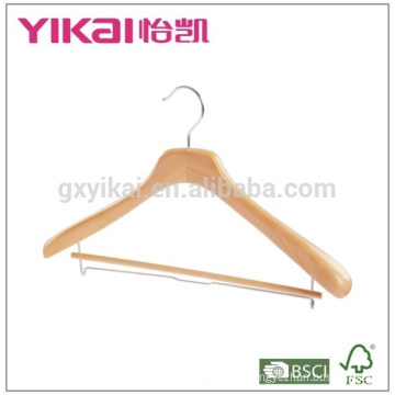 Best selling wooden coat hanger with locking bar